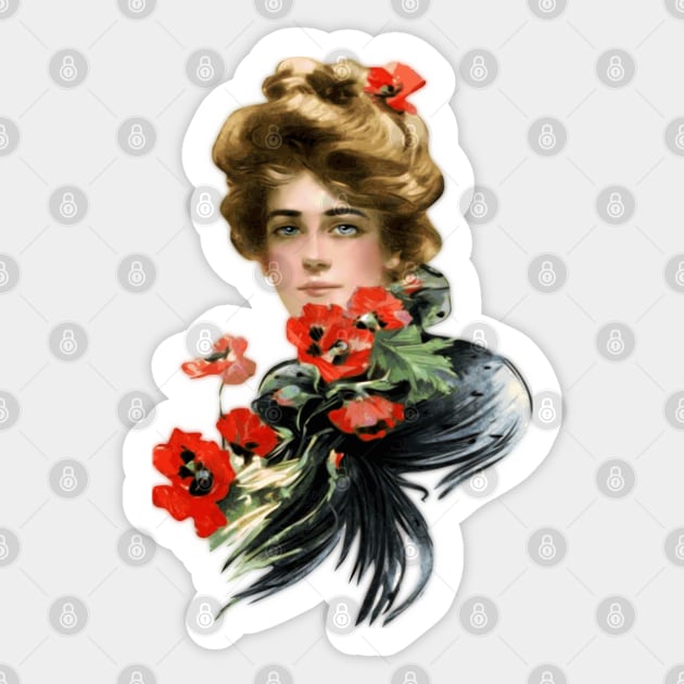 Gibson Girl Red Flowers Sticker by chmdance